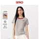 SPAO韓國同款夏季條紋女士短袖2025新款圓領(lǐng)修身顯瘦上衣SPDX25AT11LD