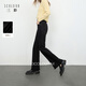 三彩2025冬季新款微喇小黑褲高腰毛邊喇叭褲牛仔長(cháng)褲顯瘦簡(jiǎn)約M