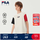FILA【涼感】斐樂兒童童裝上衣2025年秋季新款男大童純棉短袖T恤 云菇白-WT 175