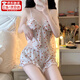 CEENIU純欲性感風(fēng)碎花雪紡吊帶睡衣短褲兩件套春夏季甜美可愛(ài)家居服女 雪紡印花套裝 【含胸墊】 均碼 （80-120斤）