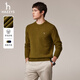 哈吉斯（HAZZYS）男裝 秋冬款羊毛衫男簡(jiǎn)約素凈圓領(lǐng)針織男毛衣ABYZD0CCX57 芥末黃色MT M （170/92A 46）