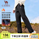 駱駝運動加絨褲男女加絨棉保暖長褲寬松休閑衛(wèi)褲 J13CAV6034，幻影黑，男 XL