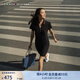 TOMMY HILFIGER夏季女裝珠地網(wǎng)眼氣質(zhì)休閑鑲邊V領(lǐng)顯瘦短袖POLO連衣裙J0982 黑色001 M