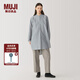 無印良品（MUJI）Labo 女式 桑蠶絲混 束腰長上衣 襯衫 外套 秋冬季款AF033C4A 淺灰色條紋 XL (165/92A)