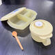 特百惠（Tupperware）可微波加熱飯盒上班族學(xué)生午餐便當(dāng)盒塑料密封冷藏保鮮飯菜湯碗 思麗康微波午餐3件套-奶黃色