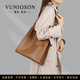 曼尼瓊詩(shī)（VUNIQSON）品牌包包女士真皮單肩包軟牛皮托特包女新款水桶包大容量斜挎包 奶棕色