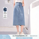 香影（xiangying）a字牛仔半身裙女2025夏季新款淺藍(lán)色顯瘦高腰中長(zhǎng)后開(kāi)叉裙子 牛仔藍(lán) S
