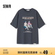 森馬短袖t恤女中長(zhǎng)款復(fù)古字母印花夏寬松套頭打底衫101324100060