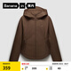 蕉內(nèi)（Bananain）熱皮501++女士加絨短外套保暖防風防水秋冬款收腰顯瘦休閑女裝 馬鞍棕 M