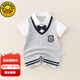 G.DUCKKIDS小黃鴨嬰兒衣服夏季學(xué)院風(fēng)新生兒假兩件連體衣男寶寶百天周歲哈衣 灰色 66cm 尺碼建議0-3個(gè)月8-12斤