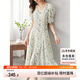 尚都比拉夏季法式碎花連衣裙泡泡袖茶歇裙氣質(zhì)女神范裙子 杏底藍(lán)花 M 