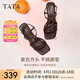 他她（TATA）氣質(zhì)高跟拖鞋女鞋法式一字帶休閑涼鞋2025夏新款 啡色（涼鞋款-7UJB9） 35