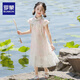 羅蒙女童漢服夏款旗袍新中式國風(fēng)超仙裙子兒童唐裝中秋演出服 粉色120