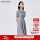 BUOUBUOUBUOUBUOu 2025春夏新款法式優(yōu)雅拼接浪漫蕾絲拼接順紆縐連衣裙女 灰色B86 M