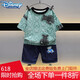 迪士尼（Disney）男童夏季套裝2024新款寶寶酷帥短袖兒童休閑兩件套一歲半男孩衣服 綠色 90 建議1-2歲 20-25斤