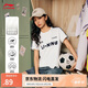 李寧短袖T恤女子春夏新款棉質(zhì)撞色織帶休閑復古足球風(fēng)上衣AHSU712