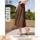 香影通勤西裝半身裙女2025秋季新款高腰簡(jiǎn)單大方垂墜感中長(zhǎng)a字裙 咖啡A843247 S