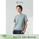 EIN言簡約文藝純色鏤空蕾絲花邊圓領(lǐng)純棉短袖T恤上衣女夏季新款 淺藍 S