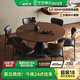 法莎蒂實(shí)木餐桌椅組家用小戶型復(fù)古中古風(fēng)碳素鋼桌腳圓形吃飯桌子 單餐桌+桃心椅*6張 130x130x75cm