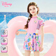 迪士尼兒童泳衣女孩中大童游泳衣連體寶寶A類(lèi)溫泉游泳裝D35216粉色130