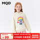 馬騎頓（MQD）童裝女大童秋款學院風卡通休閑百搭連帽衛(wèi)衣 米白 160