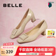 百麗（Belle）方扣高跟鞋女商場同款氣質(zhì)單鞋B1344CQ3 羊皮-杏色 39 (245mm)