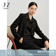 玖姿·安娜蔻【醋酸系列】簡約立體花朵開叉休閑外套女2024春款 素黑 L