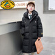 G.DUCKKIDS兒童長(zhǎng)款羽絨服女童過(guò)膝2025新款加厚中大童小童洋氣寶寶冬裝外套 黑色 160 cm