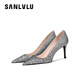 SANLVLU/廣州 18歲成人禮水晶鞋高跟鞋羊皮拍婚紗照紀(jì)念日儀式感訂婚鞋女 星辰銀/8cm（送牛皮包+pink禮盒） 37