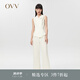 OVV2022春夏新款女裝日本進(jìn)口面料時(shí)尚交叉門(mén)襟優(yōu)雅寬松連體褲 本白01 S