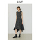 LILY2025秋新款格雷系氣質蝴蝶結圓領收腰通勤無袖連衣裙女背心裙 501灰色 S
