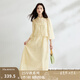 茵曼新中式國風(fēng)氣質(zhì)兩件套裝女2025夏季提花立領(lǐng)襯衫吊帶連衣裙 淡黃色 M
