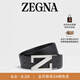 ZEGNA【七夕禮物】杰尼亞皮帶黑色皮革商務通勤雙面皮帶3.5CM 黑色 110cm（3尺3）