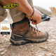 keen官方 RIDGE FLEX MID WP 男子戶外徒步登山鞋防水耐磨透氣男鞋 野牛棕/淡粽色-1025666 40