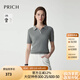 PRICH淡人氣質(zhì)polo翻領(lǐng)針織衫2025夏季新款修身顯瘦短袖上衣女 15灰色 S