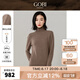 GOBI戈壁【七夕禮物】高領(lǐng)雙翻領(lǐng)短款寬松毛衣長袖衫女士打底山針織衫 卡其色A57 XS