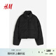 H&M女裝棉服冬季寬松立領(lǐng)舒適短款保暖拉鏈外套棉衣1161620 黑色 L 170/104