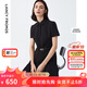 朗姿【尖貨補(bǔ)單】黑白色顯瘦輕禮服襯衫連衣裙女夏新款復(fù)古小黑裙裙子 黑色 M 160/80A