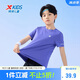 特步（XTEP）兒童童裝男女童純色圓領(lǐng)反光條短袖針織衫 靛藍(lán)紫 150