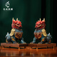春錦秋鯉黃銅祥瑞麒麟擺件客廳玄關(guān)辦公室桌面裝飾品喬遷開業(yè)禮品 (順豐包郵)小號(hào)彩銅麒麟一對(duì)（送底座送禮盒）