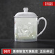 景德鎮(zhèn)官方陶瓷泡茶杯手工玲瓏茶具喝水杯大容量白瓷馬克杯帶蓋生日禮物 “荷塘清韻”茶杯