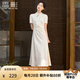 香影新中式國(guó)風(fēng)立領(lǐng)連衣裙女2025夏季新款改良旗袍風(fēng)白色提花裙子 米白 斜襟款 暗紋提花 L 165/88A/110-125斤