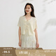 茵曼簡(jiǎn)約休閑系帶肌理針織開(kāi)衫2025夏季女裝新款泡泡袖疊穿上衣 杏色 M