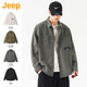 吉普（JEEP）美國正品高端純棉工裝長(cháng)袖襯衫秋季新款男裝上衣寬松休閑痞帥外套 軍灰色 【官方正品】 XL 【適合145斤左右】