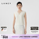 朗姿/LANCY夏季新款設(shè)計感V領(lǐng)無袖針織衫女高級感修身套頭衫 白色2 M