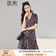 香影碎花雪紡連衣裙女2025夏裝新款甜美可愛短袖高腰小個子a字裙 粉紅 L 165/88A/110-125斤