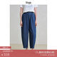 旅途原品ltyp 亞麻棉牛仔分割O型褲 極簡(jiǎn)文藝寬松闊腿休閑褲女夏 丹寧藍(lán) M
