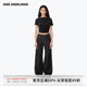 ANN ANDELMAN【胡夏同款】原色牛仔褲女顯瘦顯腿長(zhǎng)直筒高腰長(zhǎng)褲子 黑色 27