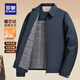 羅蒙（ROMON）翻領(lǐng)夾克棉服男冬季新款商務(wù)干部裝夾棉外套中老年爸爸裝加厚棉衣 030M藏青色【夾棉款】 L (175) 【建議120-140斤】
