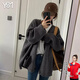 翊尚美中長款針織衫開衫外套女春秋學(xué)生長袖上衣新款寬松顯瘦慵懶風毛衣 灰色【500g加厚款】 均碼 【適合80-140斤】